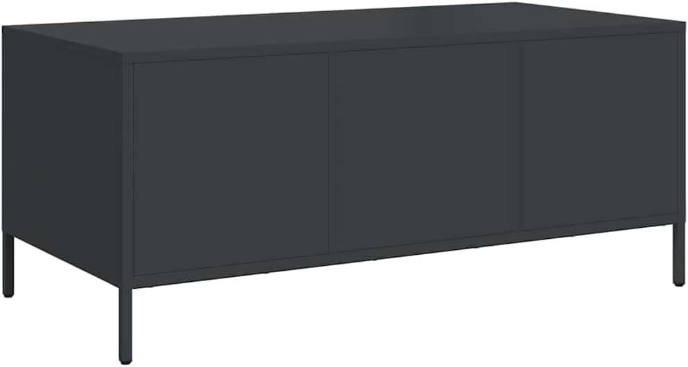 Industrialny metalowy stolik kawowy, czarny, stal, 101,5x50x43,5 cm - stolik z metalu, skandynawski styl