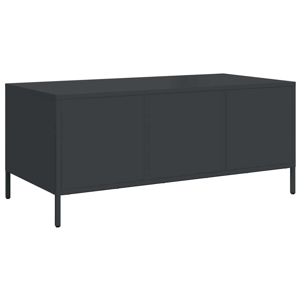 Industrialny metalowy stolik kawowy, czarny, stal, 101,5x50x43,5 cm - stolik z metalu, skandynawski styl