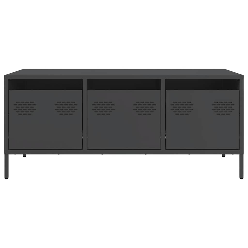 Industrialny metalowy stolik kawowy, czarny, stal, 101,5x50x43,5 cm - stolik z metalu, skandynawski styl