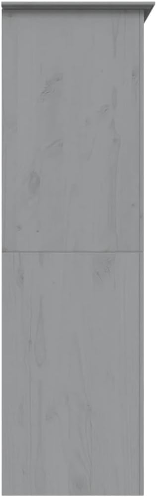 Szafa szara 146x53,5x173 cm, lite drewno sosnowe – klasyczna szafa we francuskim stylu, duża szara szafa