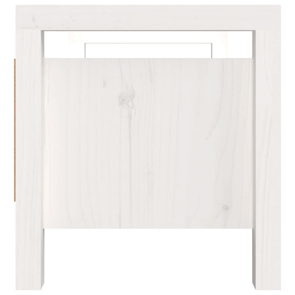 Biała Ławka do przedpokoju, biały, 80x40x43 cm, lite drewno sosnowe – biała ławka z dwoma szufladami