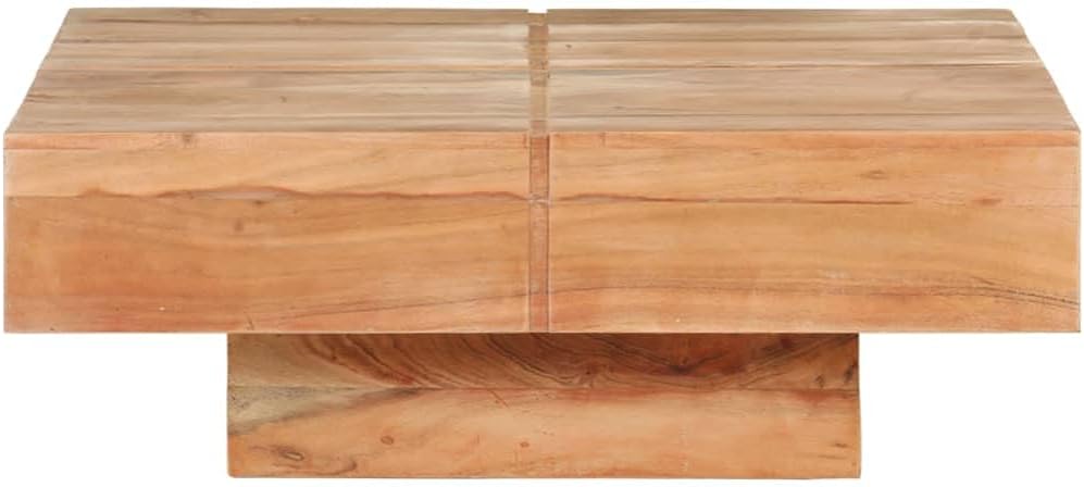 Stolik kawowy 80x80x28 cm, lite drewno akacjowe, nowoczesny design - kwadratowy stolik kawowy z drewna akacji