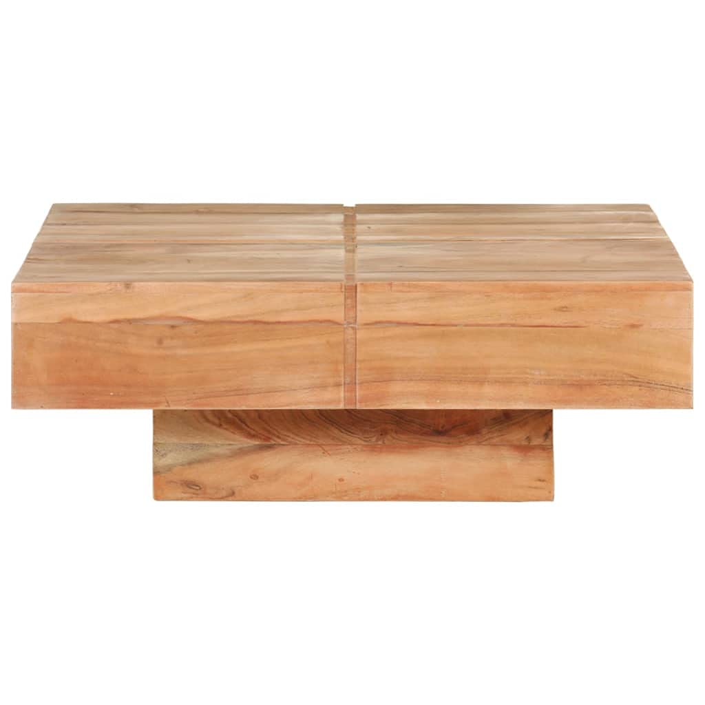 Stolik kawowy 80x80x28 cm, lite drewno akacjowe, nowoczesny design - kwadratowy stolik kawowy z drewna akacji
