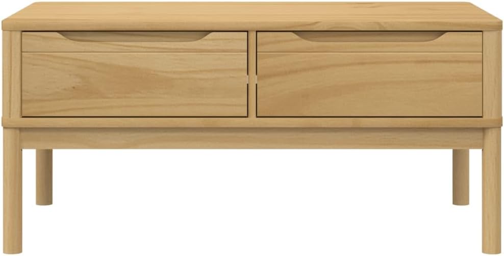 Stolik kawowy minimalistyczny, drewno sosnowe, naturalny brąz, 99x55,5x45 cm - prosty, drewniany stolik kawowy 100cm