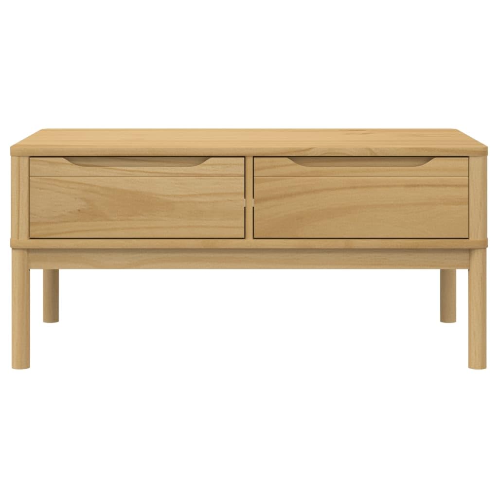 Stolik kawowy minimalistyczny, drewno sosnowe, naturalny brąz, 99x55,5x45 cm - prosty, drewniany stolik kawowy 100cm