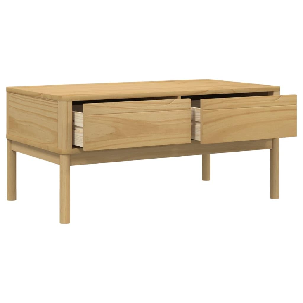 Stolik kawowy minimalistyczny, drewno sosnowe, naturalny brąz, 99x55,5x45 cm - prosty, drewniany stolik kawowy 100cm