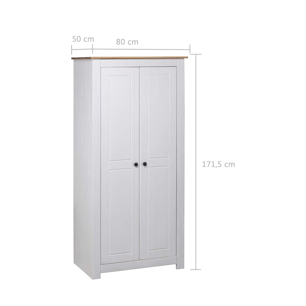Szafa biała do sypialni 80x50x171,5 cm – lite drewno sosnowe, kompaktowa garderoba do sypialni