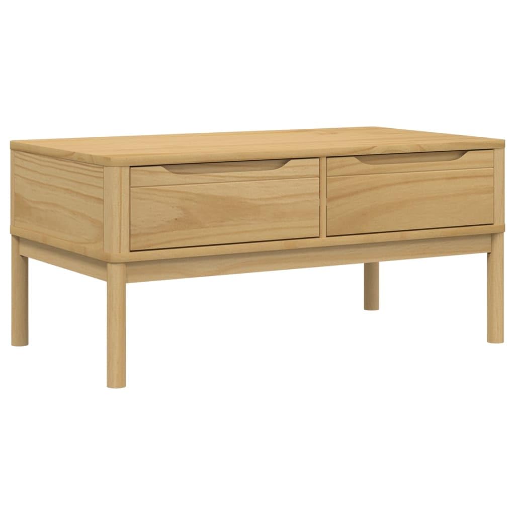 Stolik kawowy minimalistyczny, drewno sosnowe, naturalny brąz, 99x55,5x45 cm - prosty, drewniany stolik kawowy 100cm