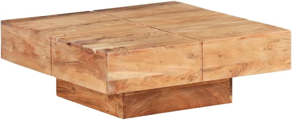 Stolik kawowy 80x80x28 cm, lite drewno akacjowe, nowoczesny design - kwadratowy stolik kawowy z drewna akacji