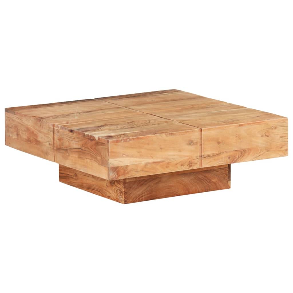 Stolik kawowy 80x80x28 cm, lite drewno akacjowe, nowoczesny design - kwadratowy stolik kawowy z drewna akacji