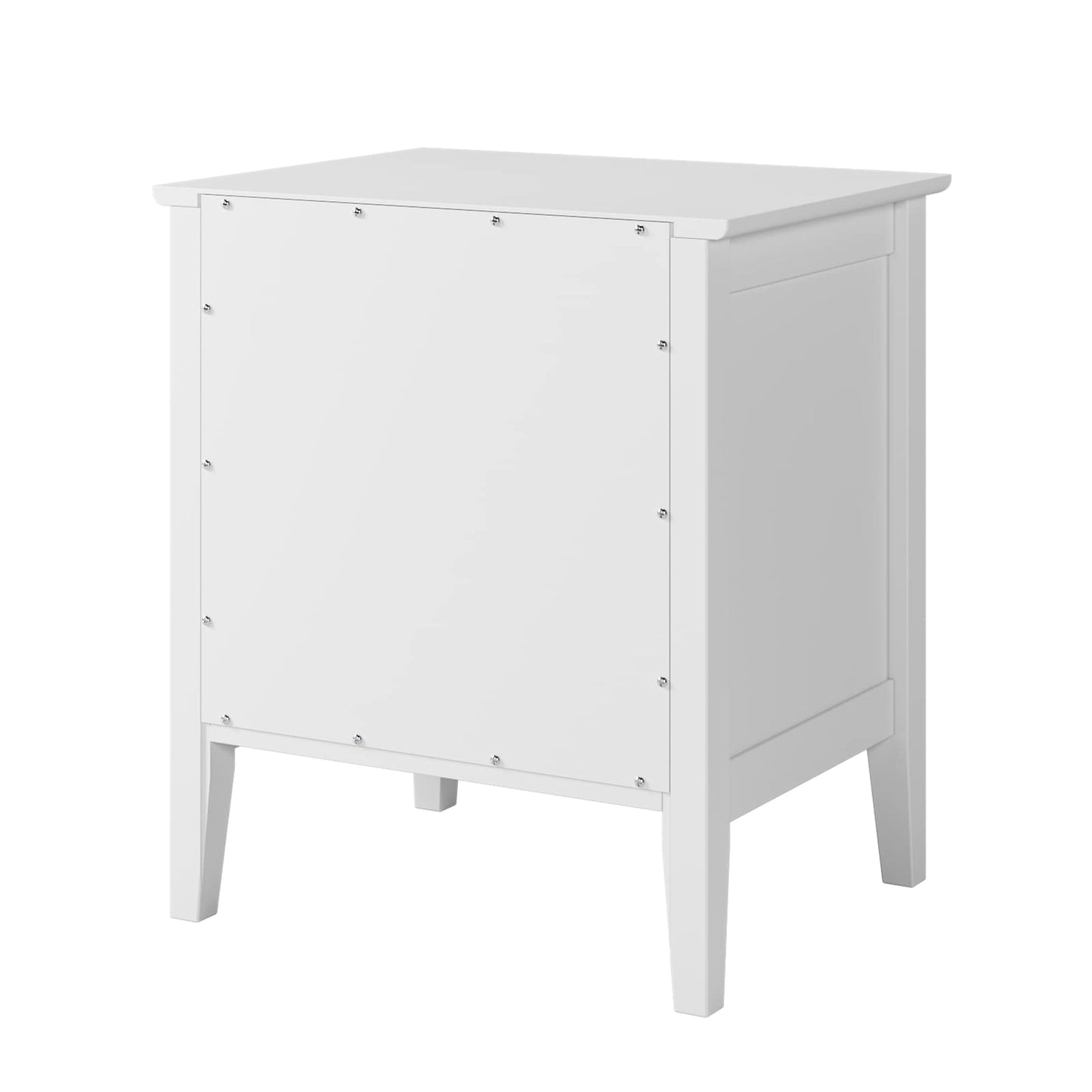 Biały stolik nocny z 2 szufladami – szafka nocna do sypialni i salonu, MDF, 50x40x55,5 cm, złote uchwyty