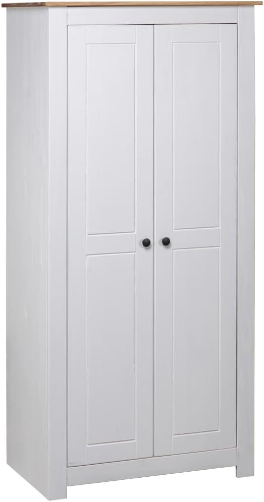 Szafa biała do sypialni 80x50x171,5 cm – lite drewno sosnowe, kompaktowa garderoba do sypialni