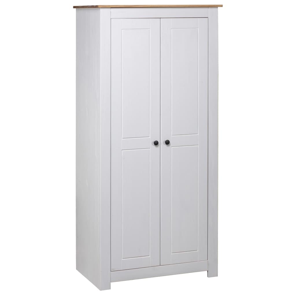 Szafa biała do sypialni 80x50x171,5 cm – lite drewno sosnowe, kompaktowa garderoba do sypialni