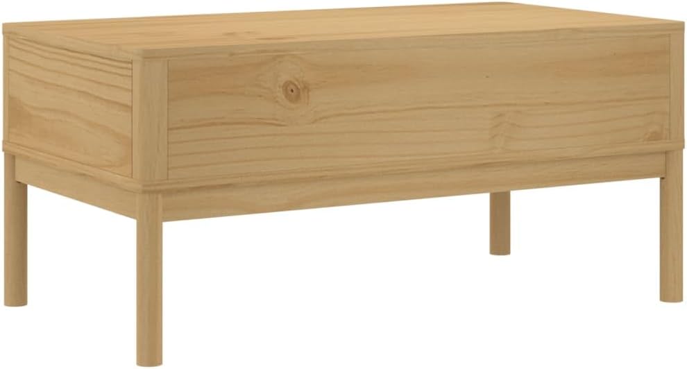 Stolik kawowy minimalistyczny, drewno sosnowe, naturalny brąz, 99x55,5x45 cm - prosty, drewniany stolik kawowy 100cm