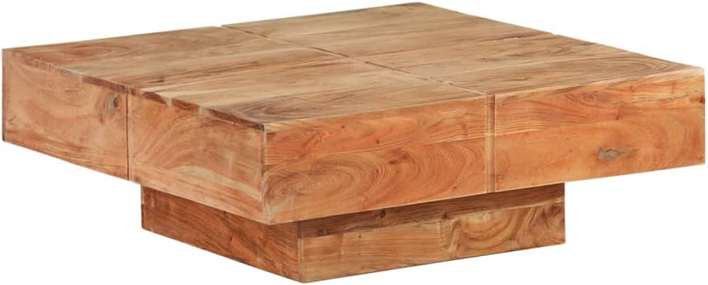Stolik kawowy 80x80x28 cm, lite drewno akacjowe, nowoczesny design - kwadratowy stolik kawowy z drewna akacji