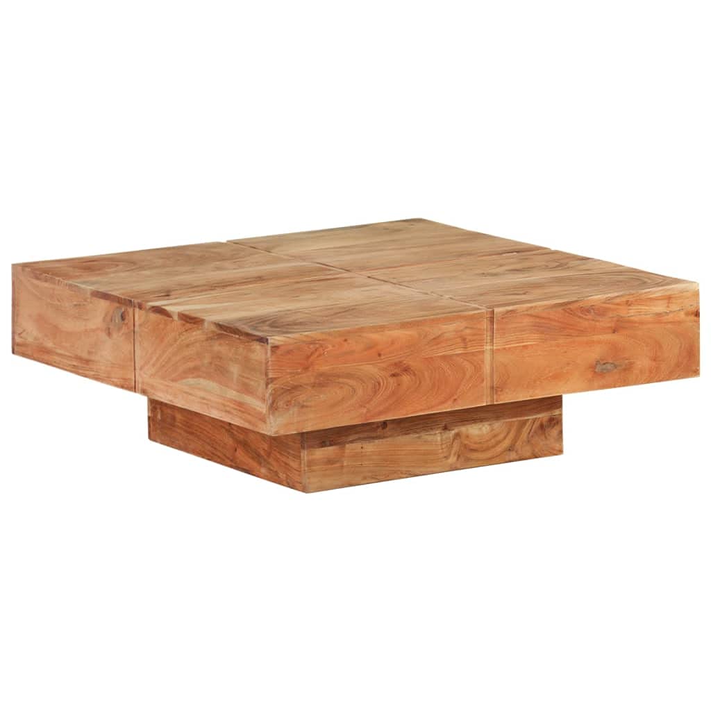 Stolik kawowy 80x80x28 cm, lite drewno akacjowe, nowoczesny design - kwadratowy stolik kawowy z drewna akacji