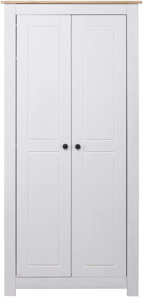 Szafa biała do sypialni 80x50x171,5 cm – lite drewno sosnowe, kompaktowa garderoba do sypialni