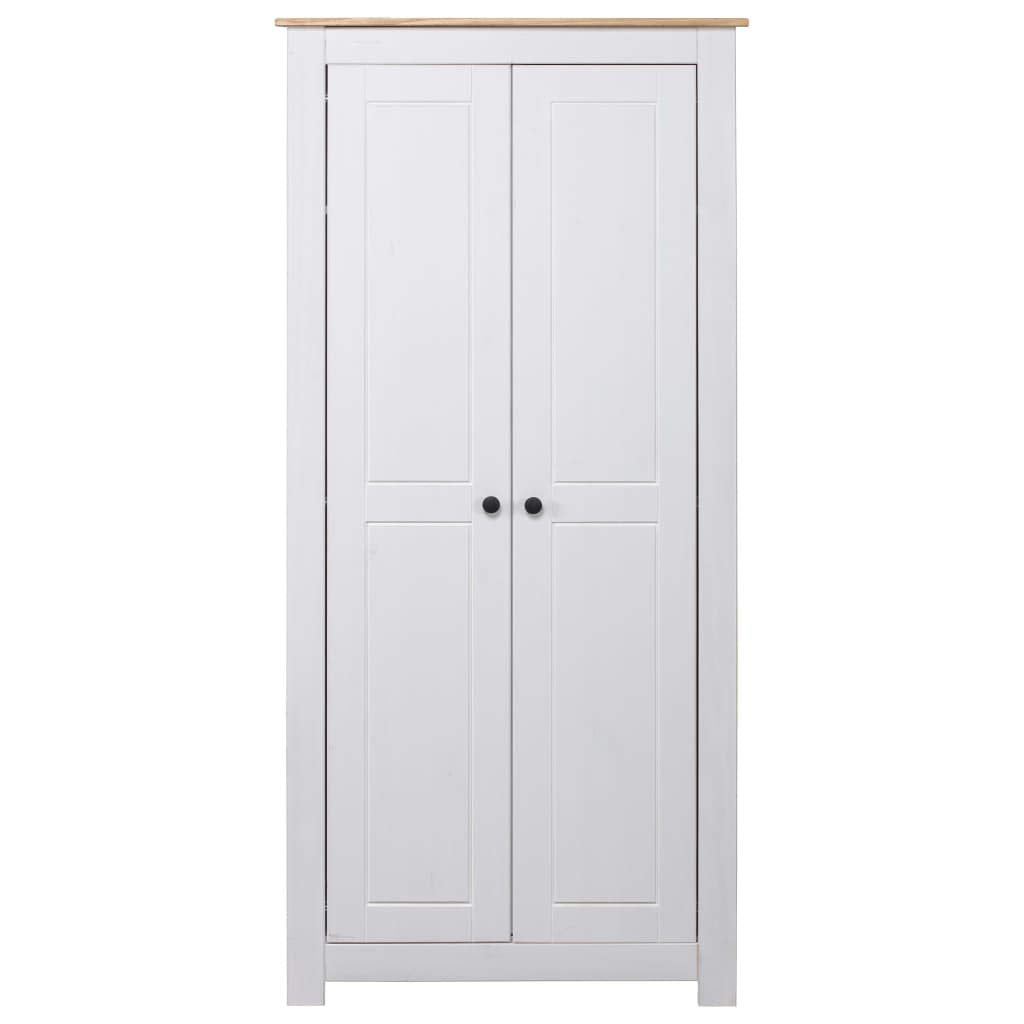 Szafa biała do sypialni 80x50x171,5 cm – lite drewno sosnowe, kompaktowa garderoba do sypialni
