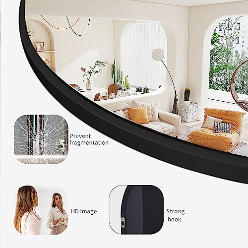 COFENY Lustro na łukowatej podstawie, duże lustro ścienne z aluminiową ramą 40 x 150 cm, wiszące lub wiszące lustro do salonu, sypialni, przedpokoju, czarne