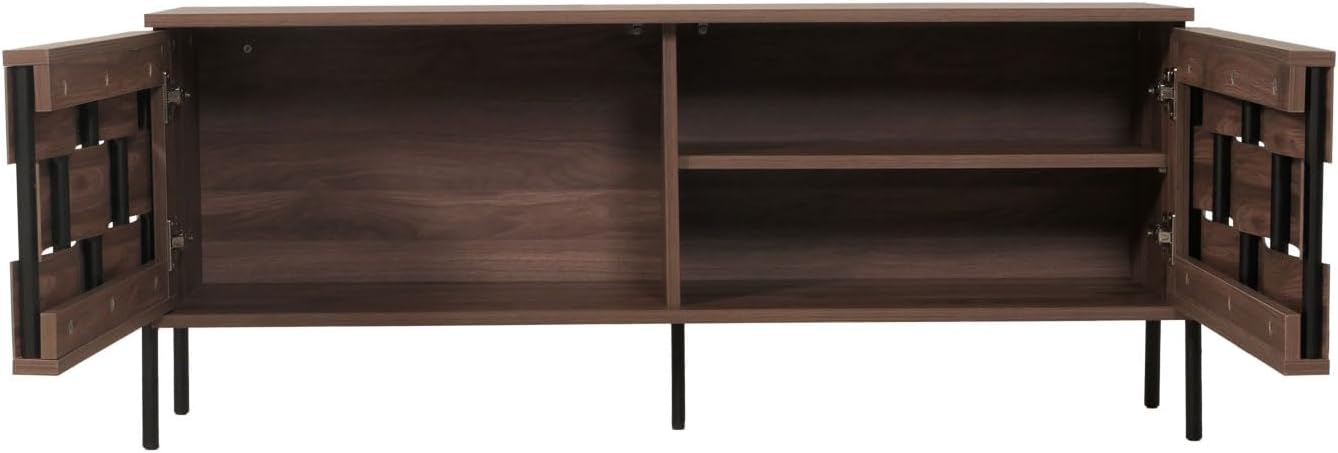 Szafka RTV z Wzorem 3D, funkcja Push-to-Open – Brązowa Komoda, 120 cm