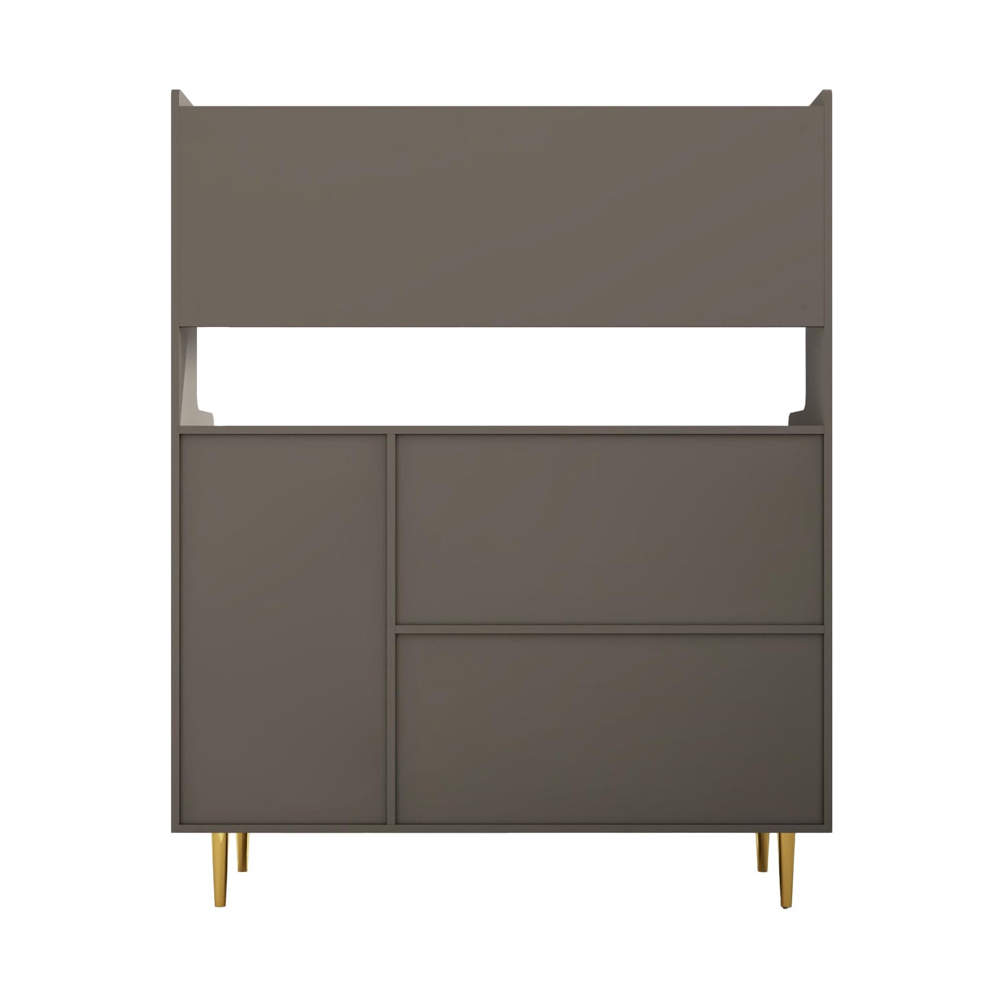 Komoda do salonu 120 cm z 2 szklanymi drzwiami i 3 szufladami – szafka kuchenna 120cm, jadalni, szary