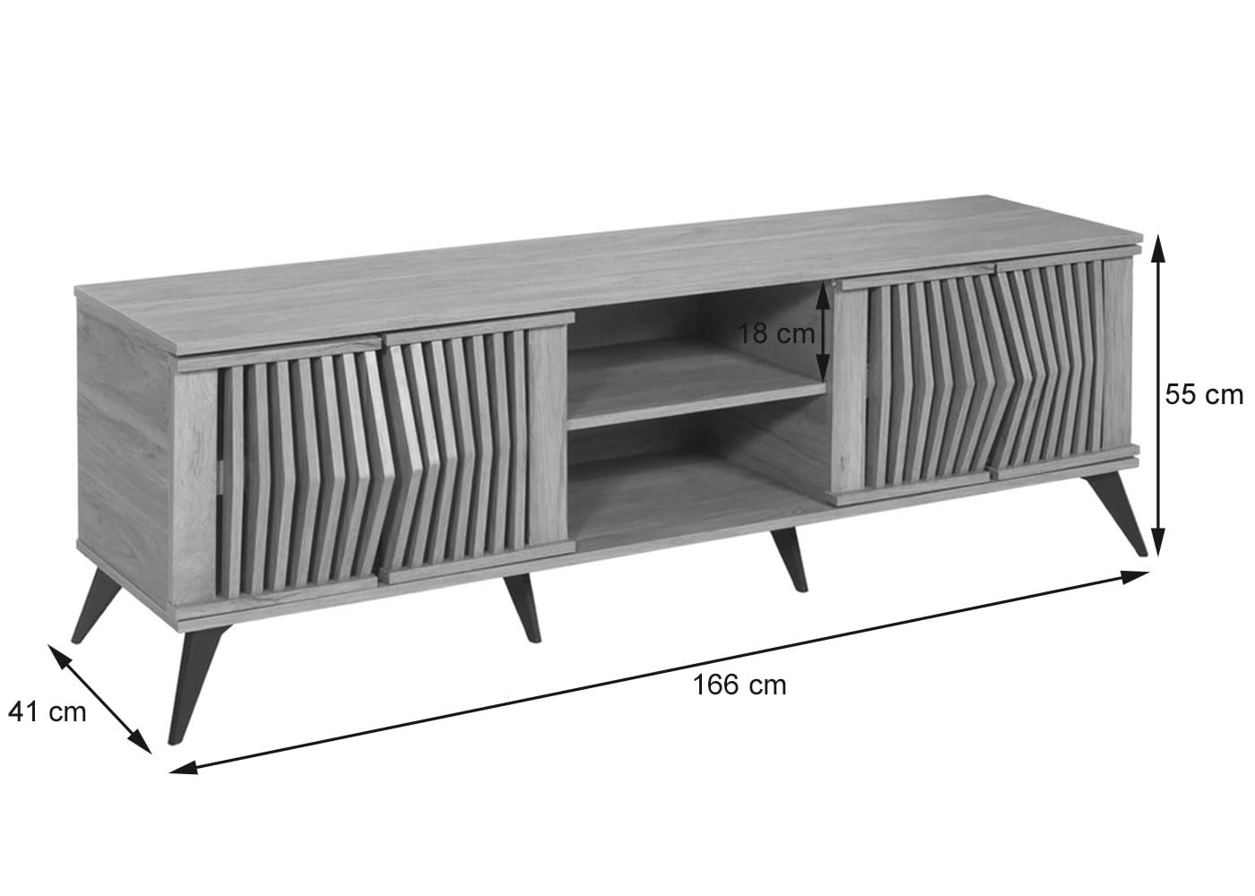 zafka RTV z Wzorem 3D i Przesuwnymi Drzwiami – Brązowa Komoda 160cm