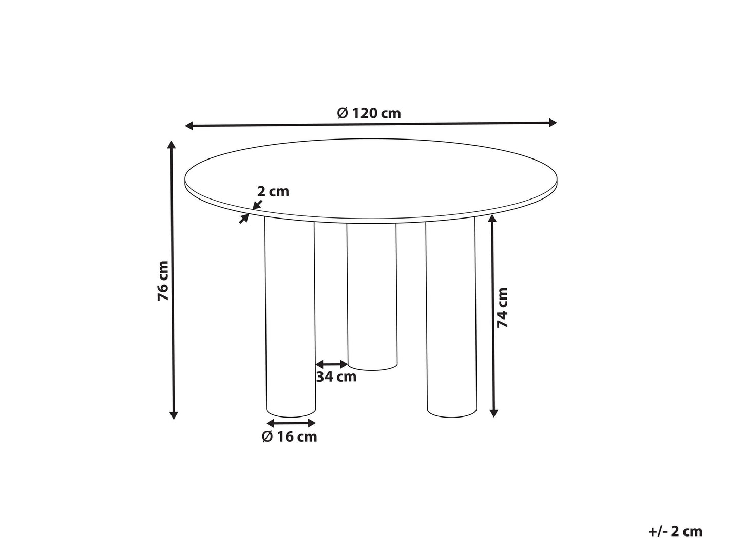 Stół do jadalni okrągły z naturalnego drewna ⌀ 120 cm , stół nowoczesny z drewna kauczukowego