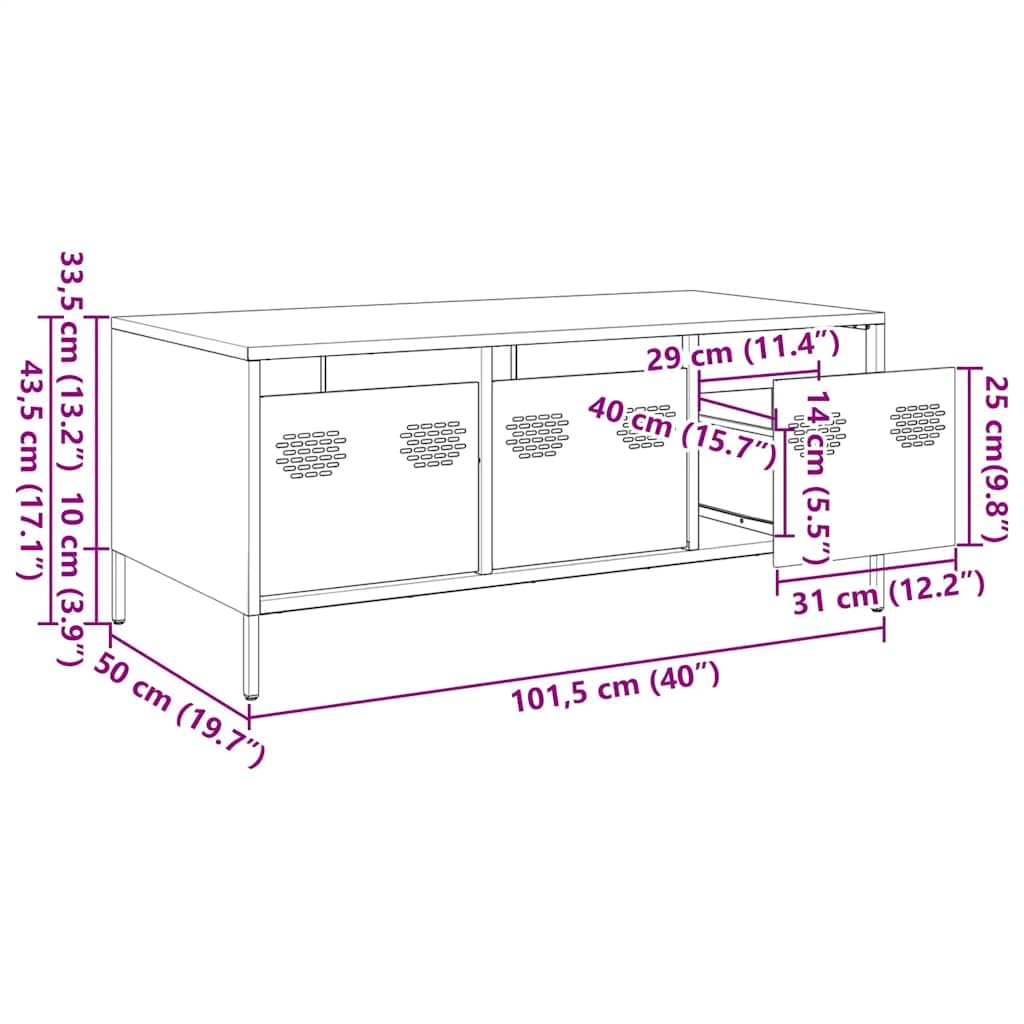 Industrialny metalowy stolik kawowy, czarny, stal, 101,5x50x43,5 cm - stolik z metalu, skandynawski styl