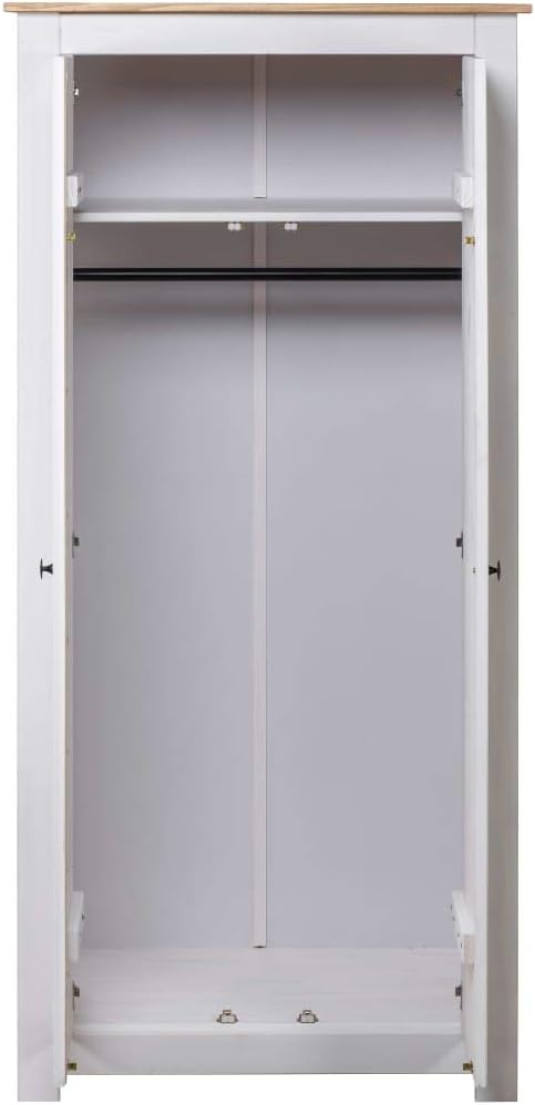 Szafa biała do sypialni 80x50x171,5 cm – lite drewno sosnowe, kompaktowa garderoba do sypialni