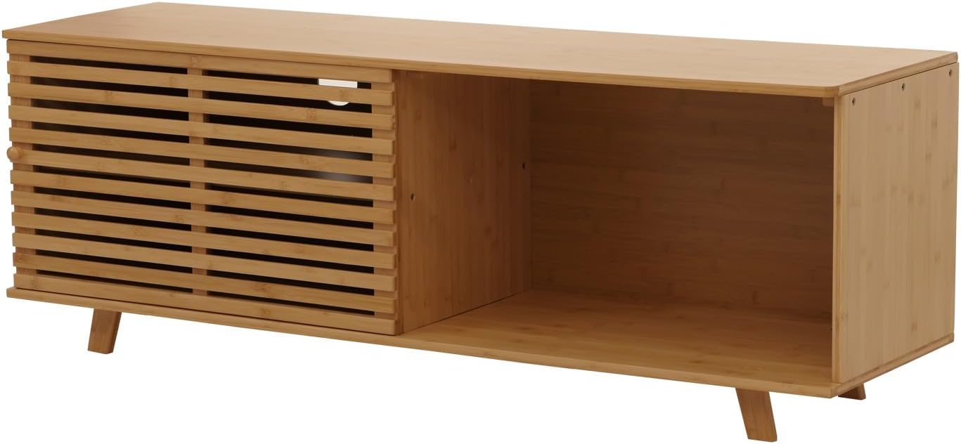 Bambusowa szafka pod telewizor, szafka pod telewizor, komoda, schowki, certyfikat MVG, 50 x 140 x 40 cm