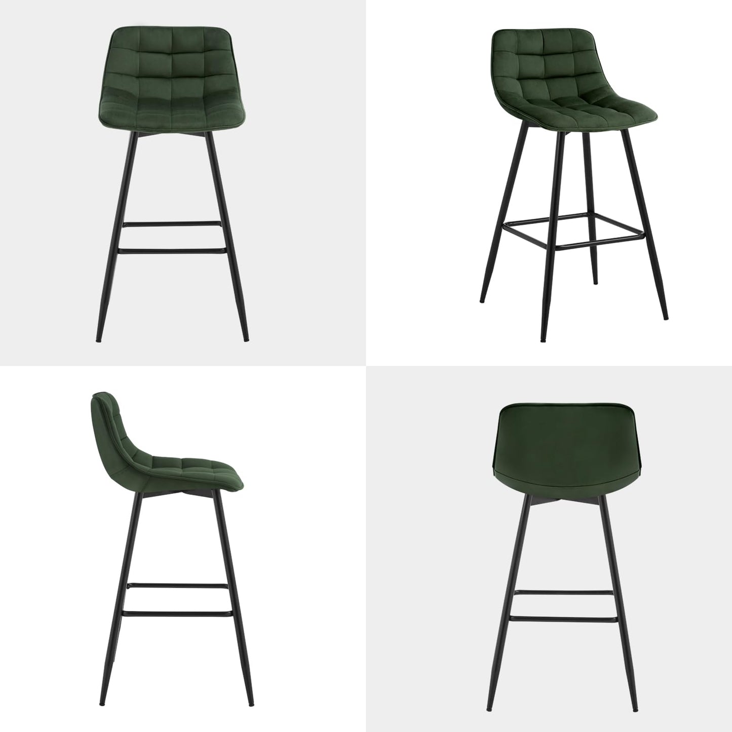 Welurowe hokery butelkowa zieleń 2 szt. - Designerskie, aksamitna tkanina, z podnóżkiem