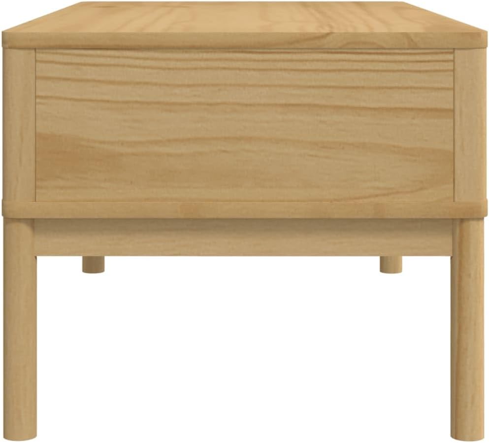 Stolik kawowy minimalistyczny, drewno sosnowe, naturalny brąz, 99x55,5x45 cm - prosty, drewniany stolik kawowy 100cm
