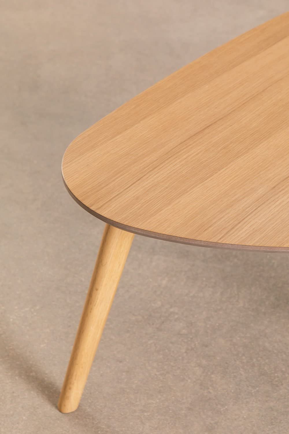 Stolik boczny drewniany 84x48 - skandynawski stolik z owalnym blatem, stolik z drewna sosnowego i MDF 85cm