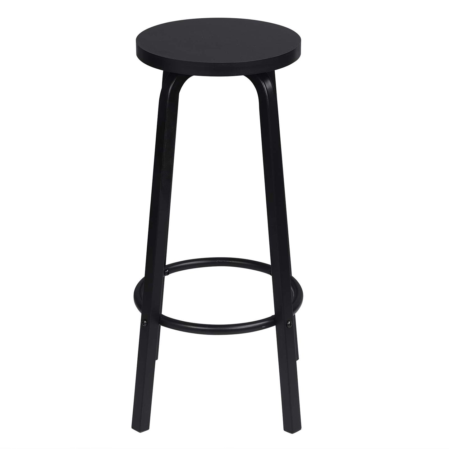 Zestaw 2 stołków barowych z okrągłym siedziskiem – krzesła barowe z płyty MDF i metalu, czarne, 30x71 cm