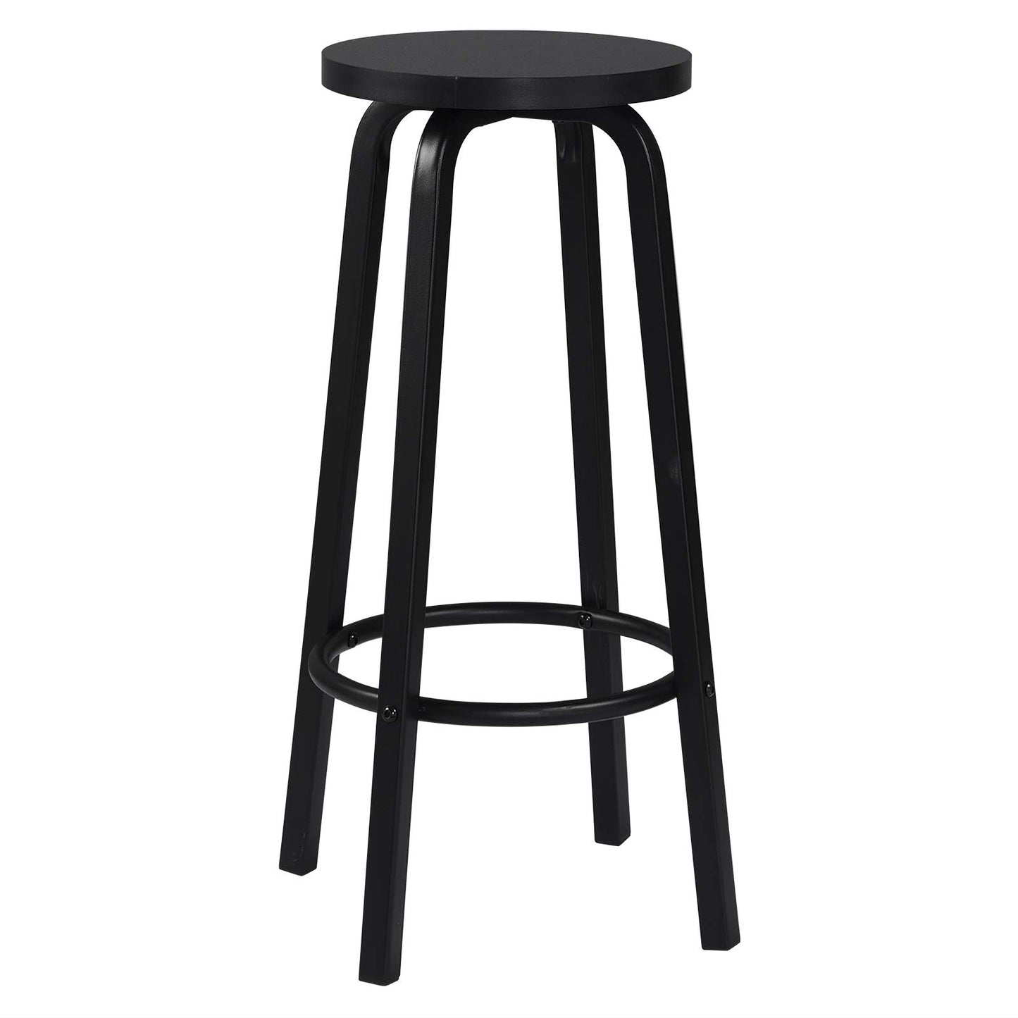 Zestaw 2 stołków barowych z okrągłym siedziskiem – krzesła barowe z płyty MDF i metalu, czarne, 30x71 cm