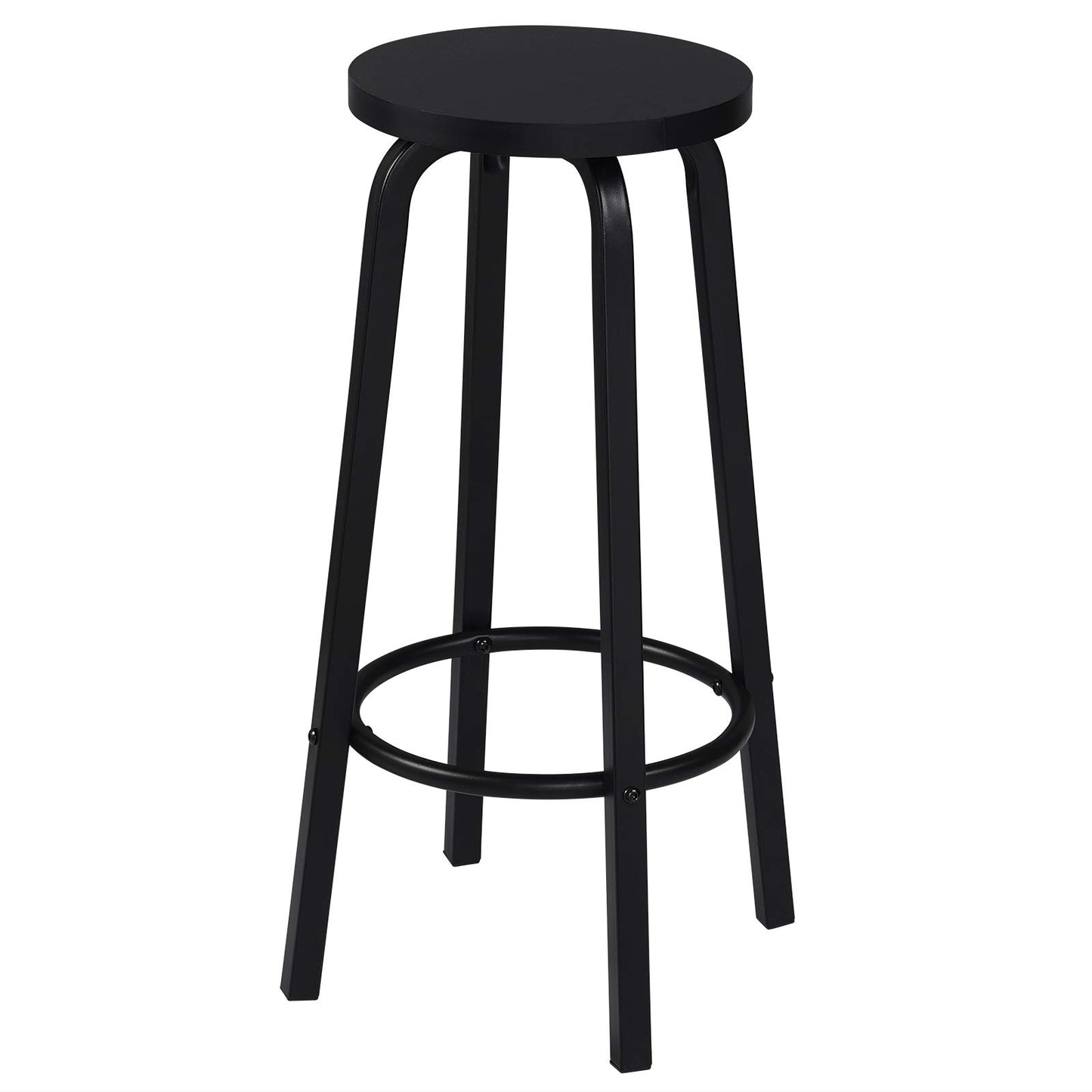 Zestaw 2 stołków barowych z okrągłym siedziskiem – krzesła barowe z płyty MDF i metalu, czarne, 30x71 cm