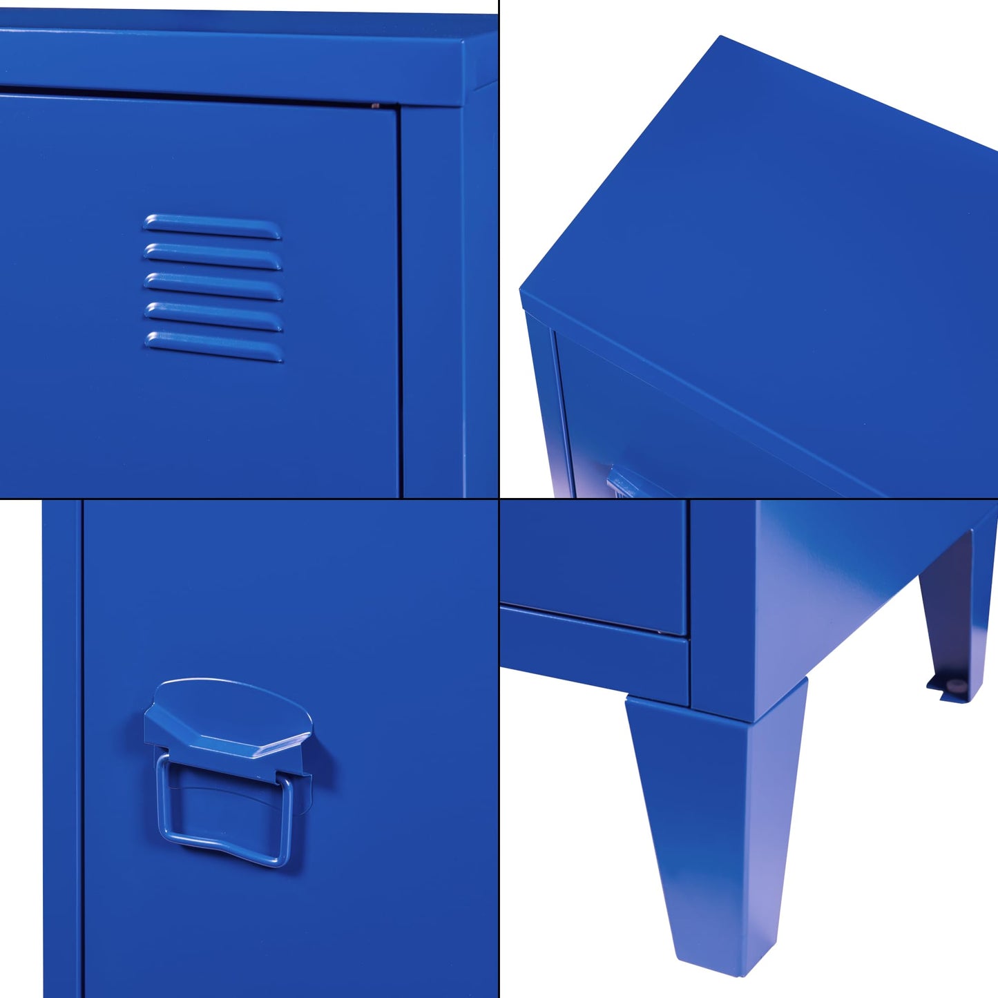 Metalowa szafka nocna niebieska z drzwiami, 57x40x30 cm – szafka biurowa i mebel do sypialni