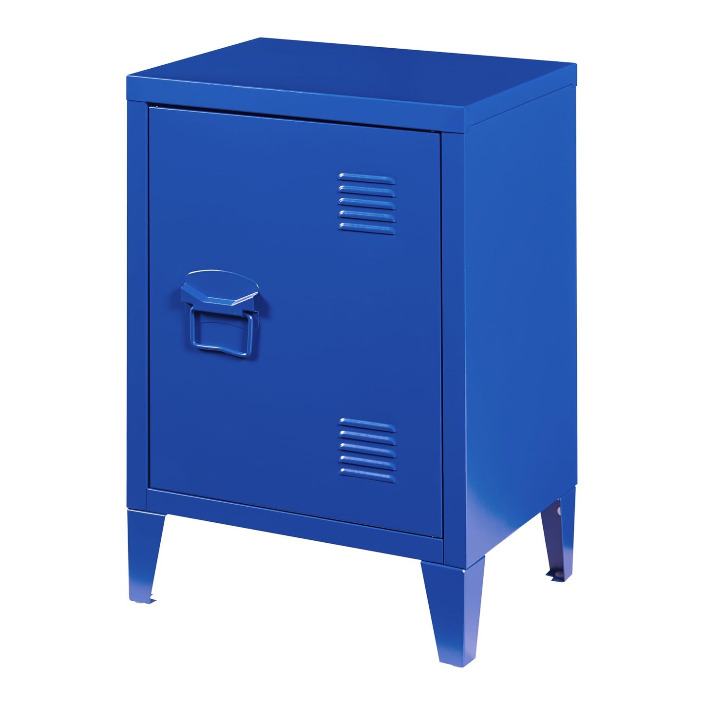 Metalowa szafka nocna niebieska z drzwiami, 57x40x30 cm – szafka biurowa i mebel do sypialni