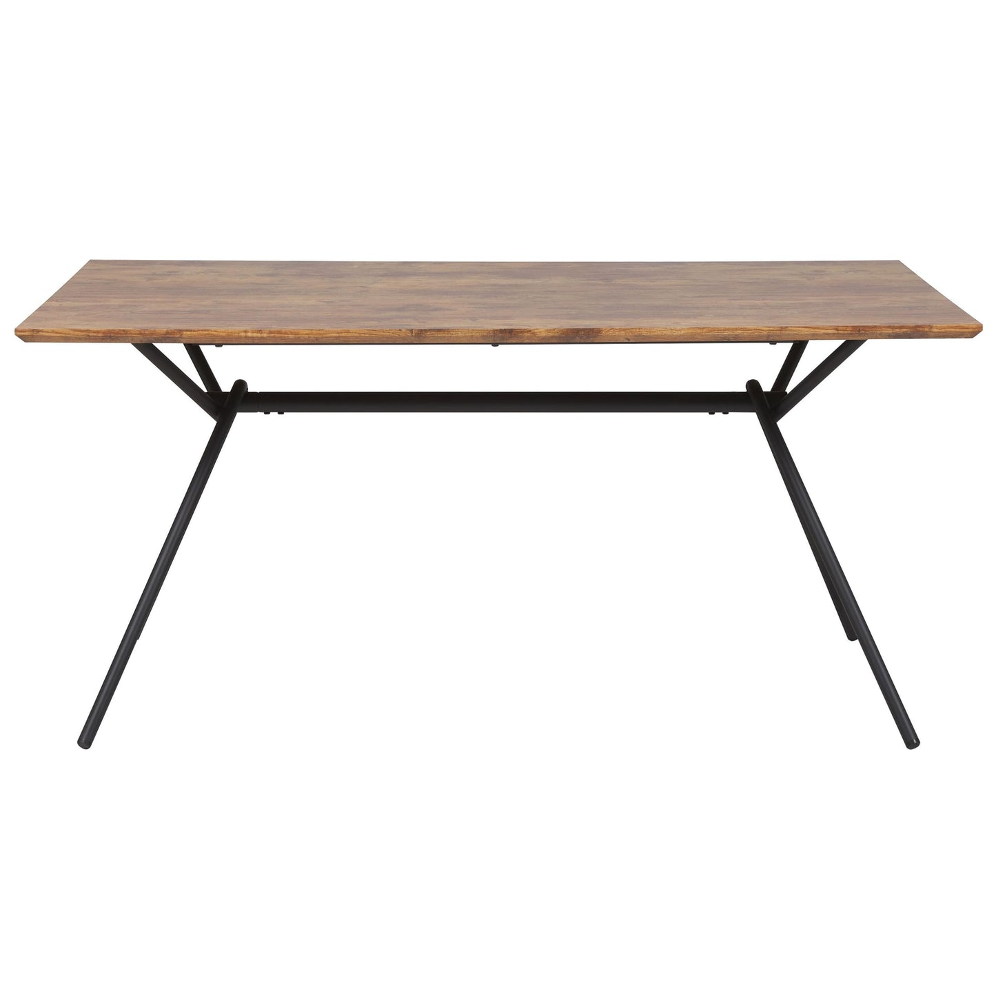 Industrialny Stół Jadalni z Metalu i MDF 160x90 cm – Ciemne Drewno, Czarny Design