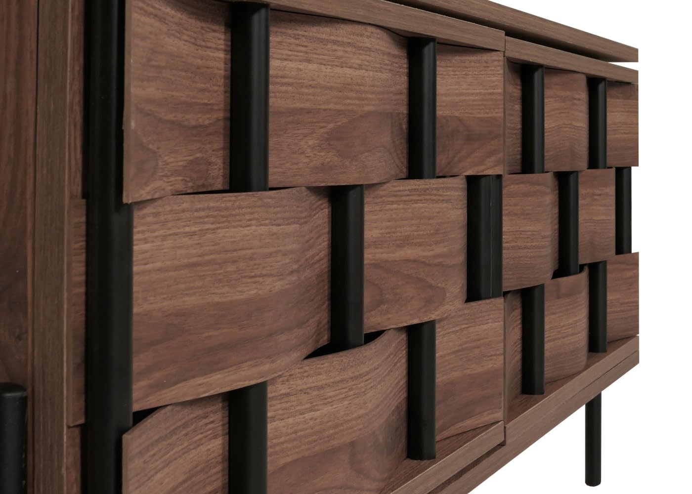 Szafka RTV z Wzorem 3D, funkcja Push-to-Open – Brązowa Komoda, 120 cm