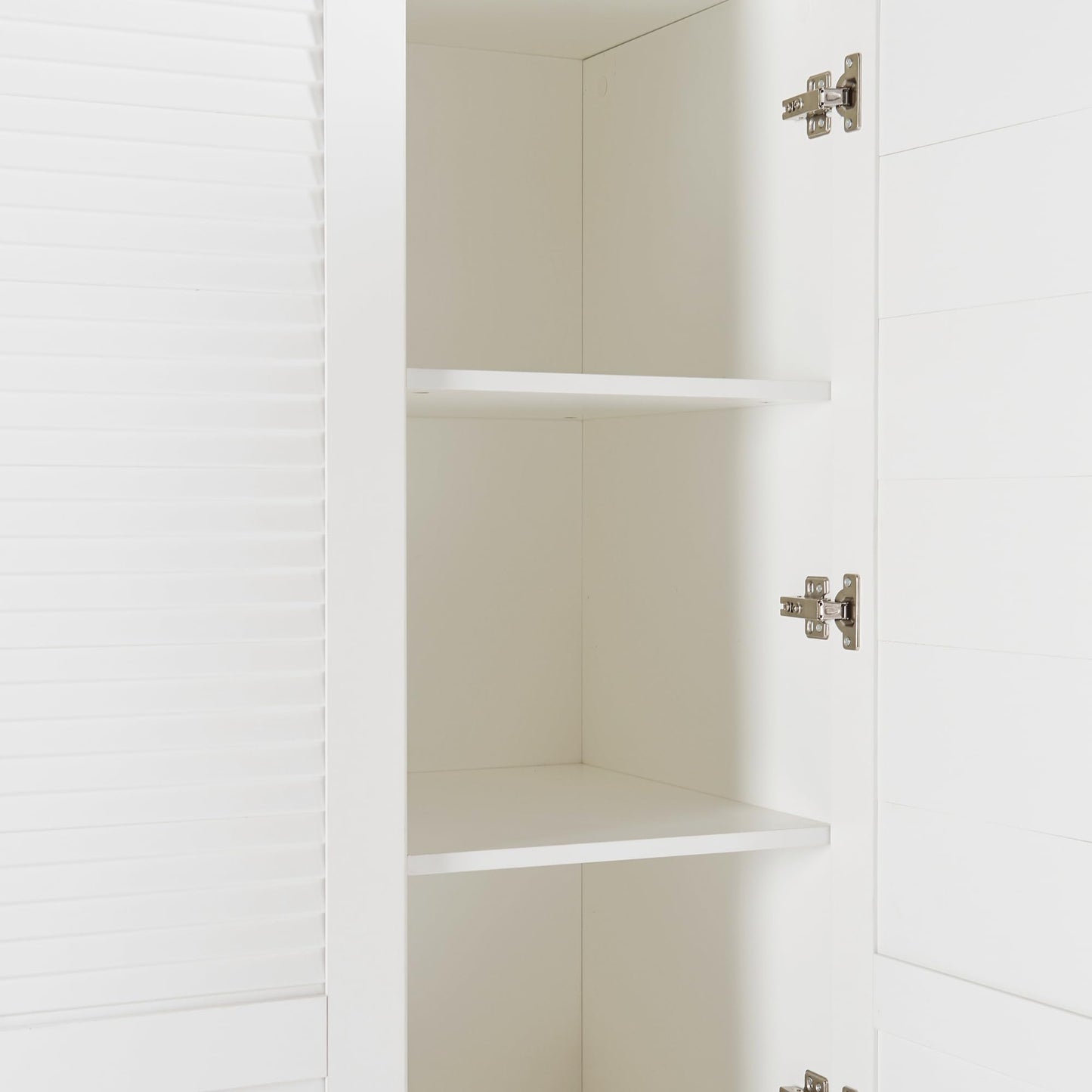 Biała Szafa 3-drzwiowa 176x120x52 cm – szafa na ubrania z 1 drążkiem, 4 półkami i 3 szufladami, biała szafa do sypialni