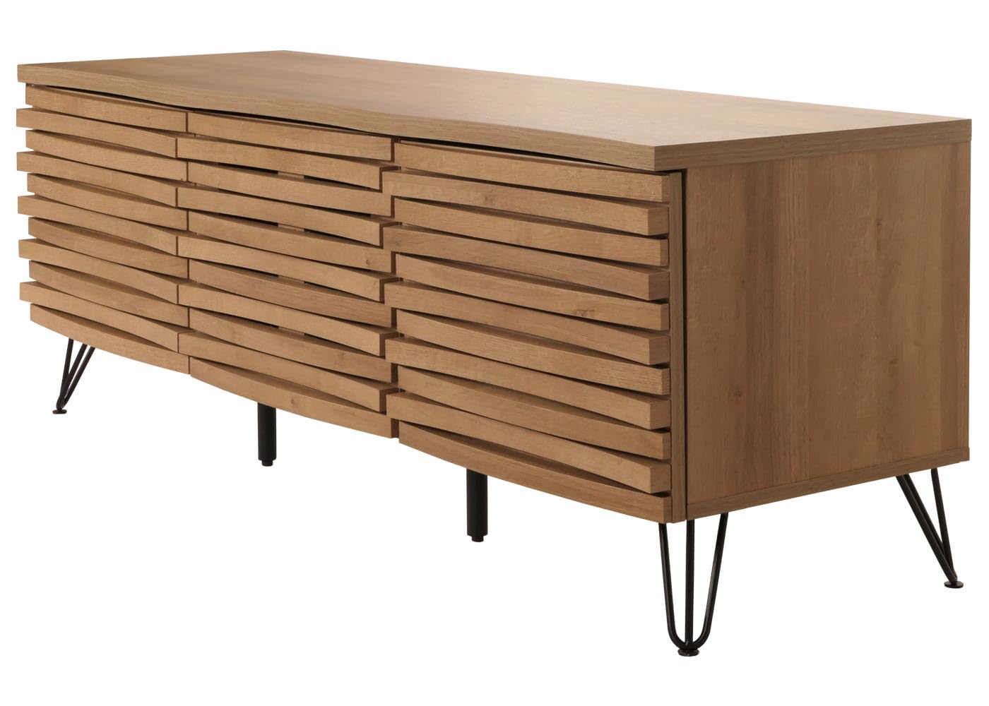 Szafka RTV z Drewna Mango i Metalem – Szafka pod telewizor z trzema drzwiczkami 140cm