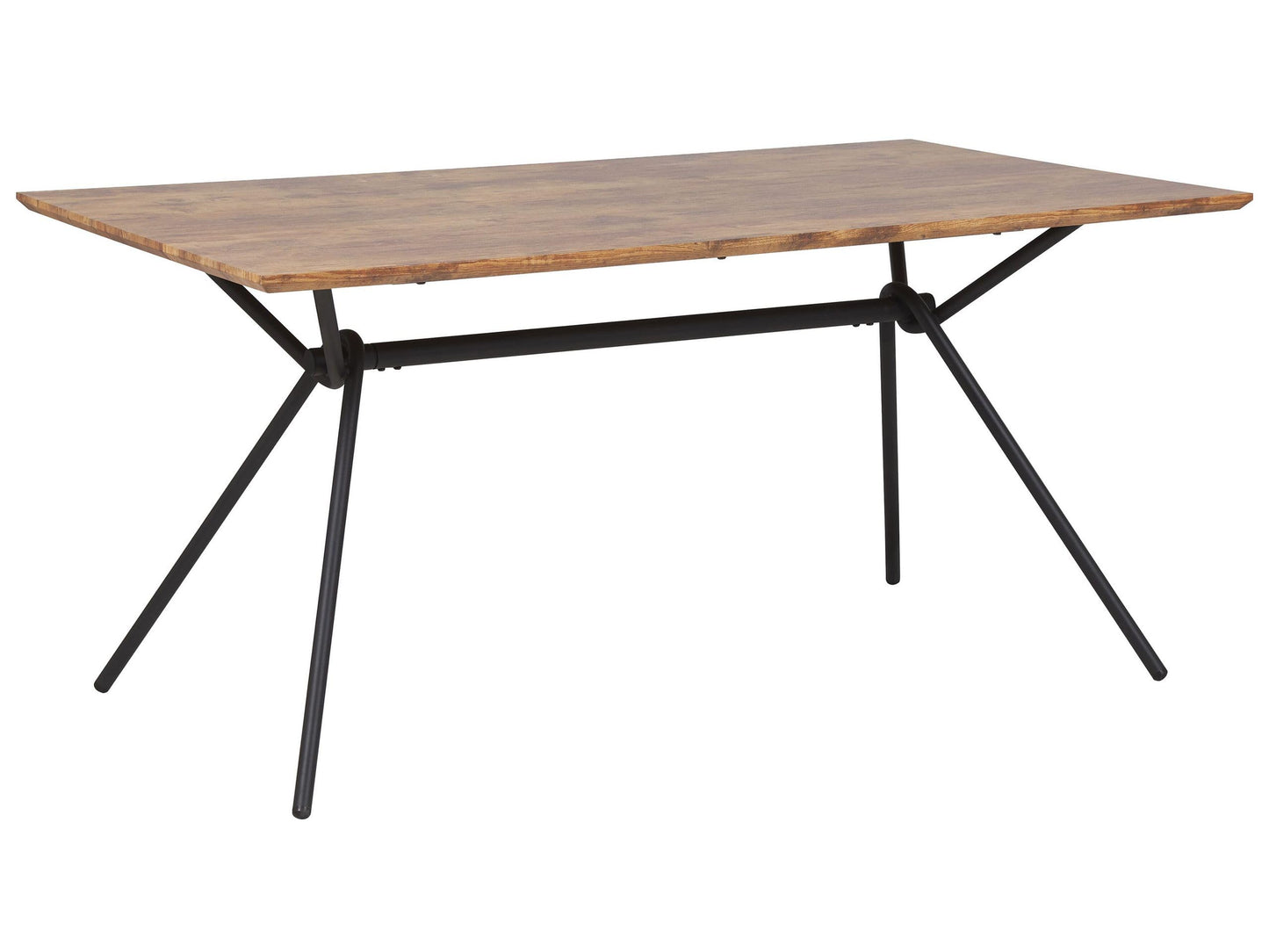 Industrialny Stół Jadalni z Metalu i MDF 160x90 cm – Ciemne Drewno, Czarny Design