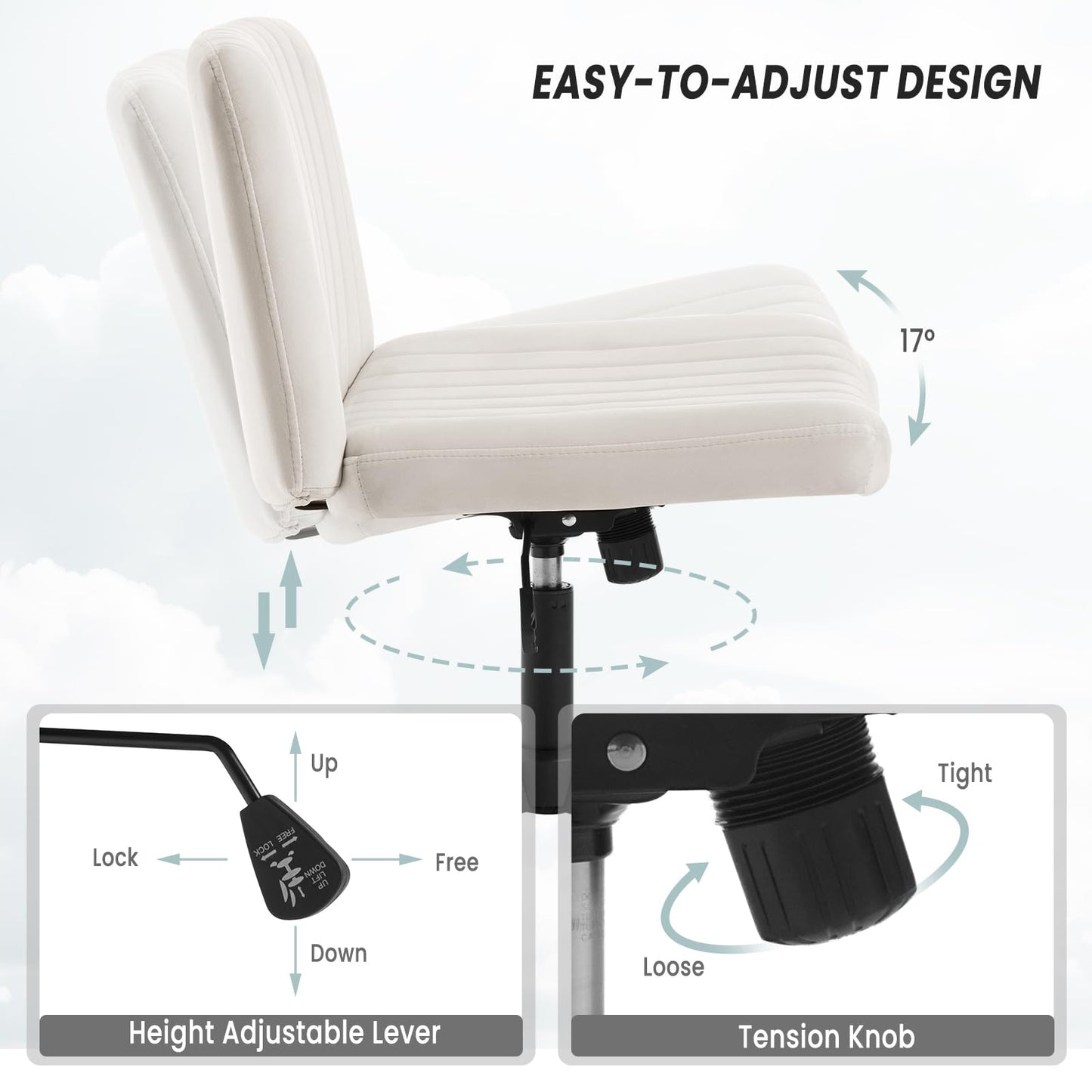 Fotel z uszami kremowo-biały, vintage fotel telewizyjny z metalowymi nogami i sztruksowym obiciem