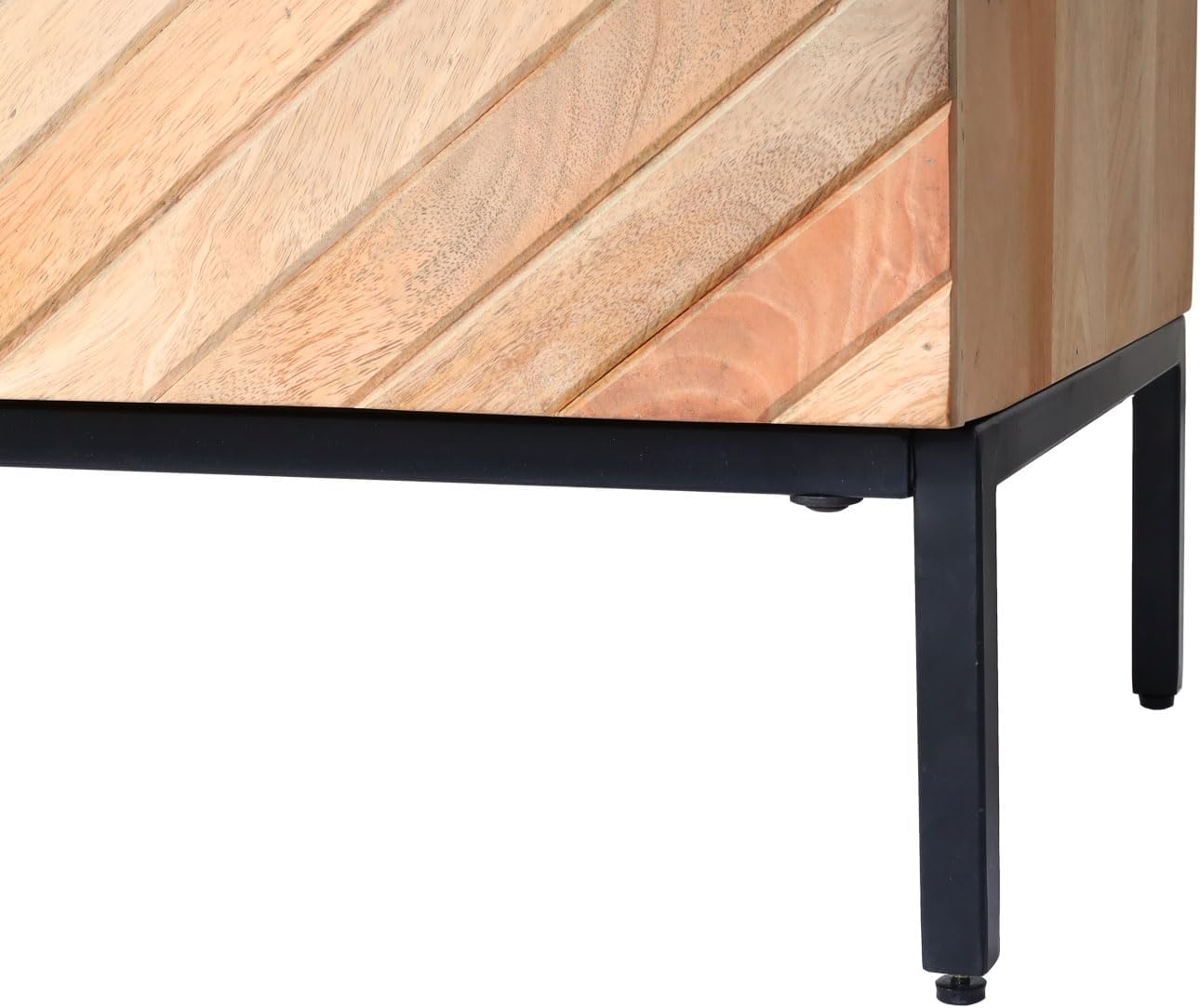 Szafka RTV Mendler L95 z Drewna Mango i Metalowymi Nóżkami – 56x145x43 cm, Naturalna Komoda 145cm
