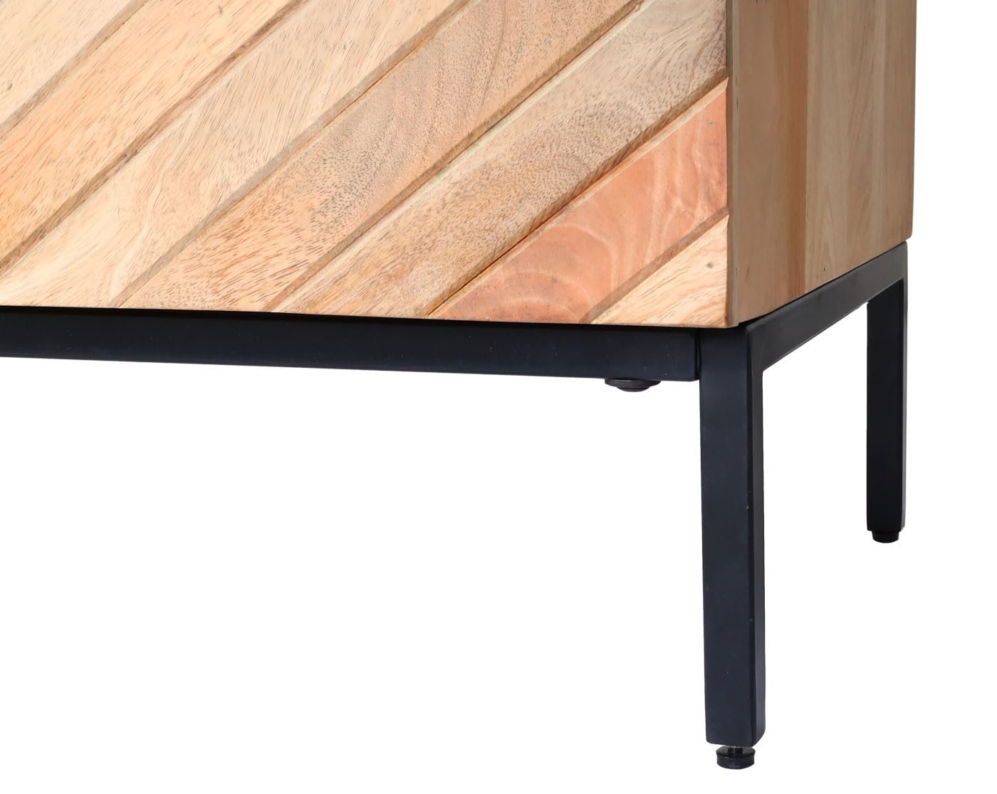 Szafka RTV Mendler L95 z Drewna Mango i Metalowymi Nóżkami – 56x145x43 cm, Naturalna Komoda 145cm