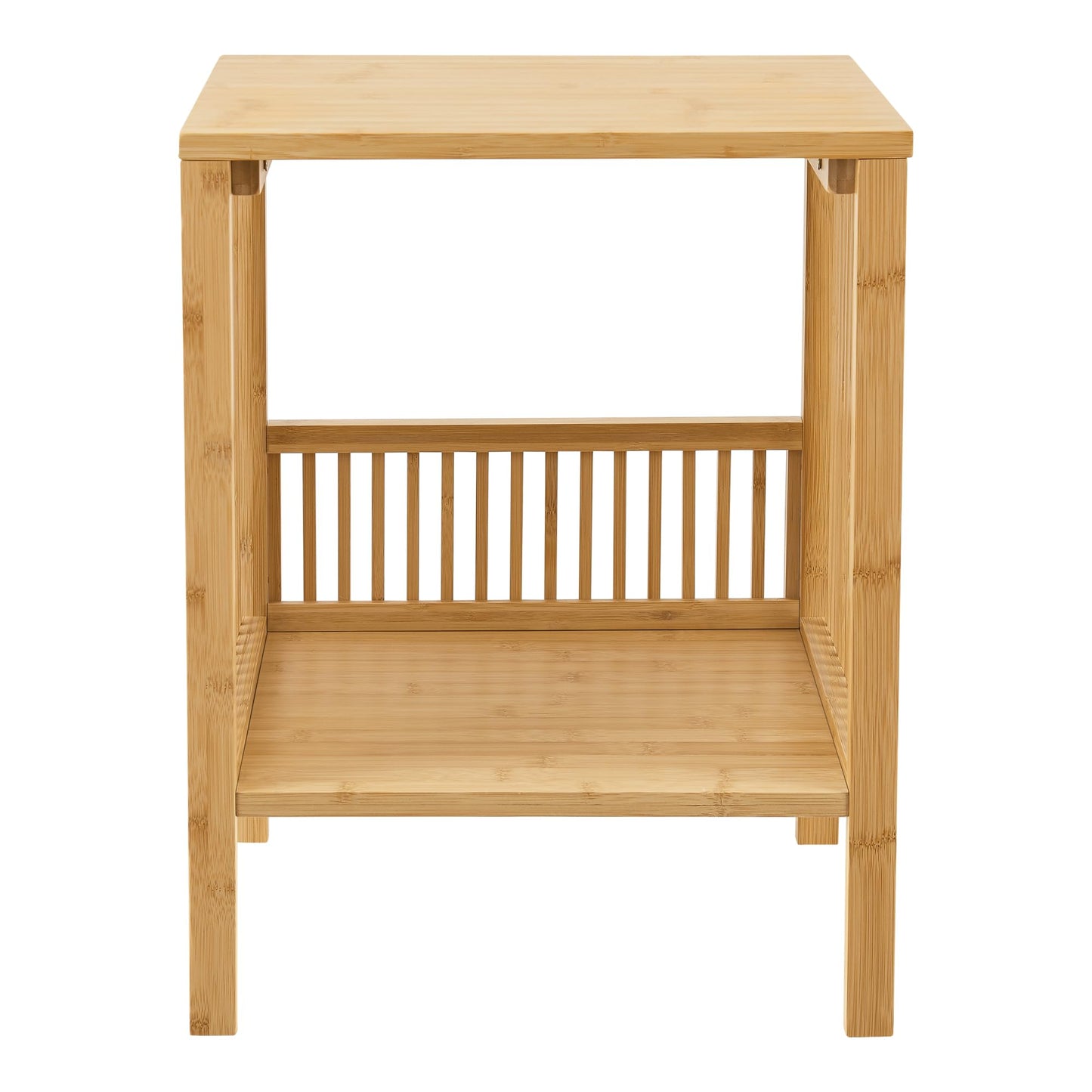 Stolik nocny z półką, bambusowy, naturalny – 50x38,5x33 cm, elegancki stolik pomocniczy do sypialni i salonu