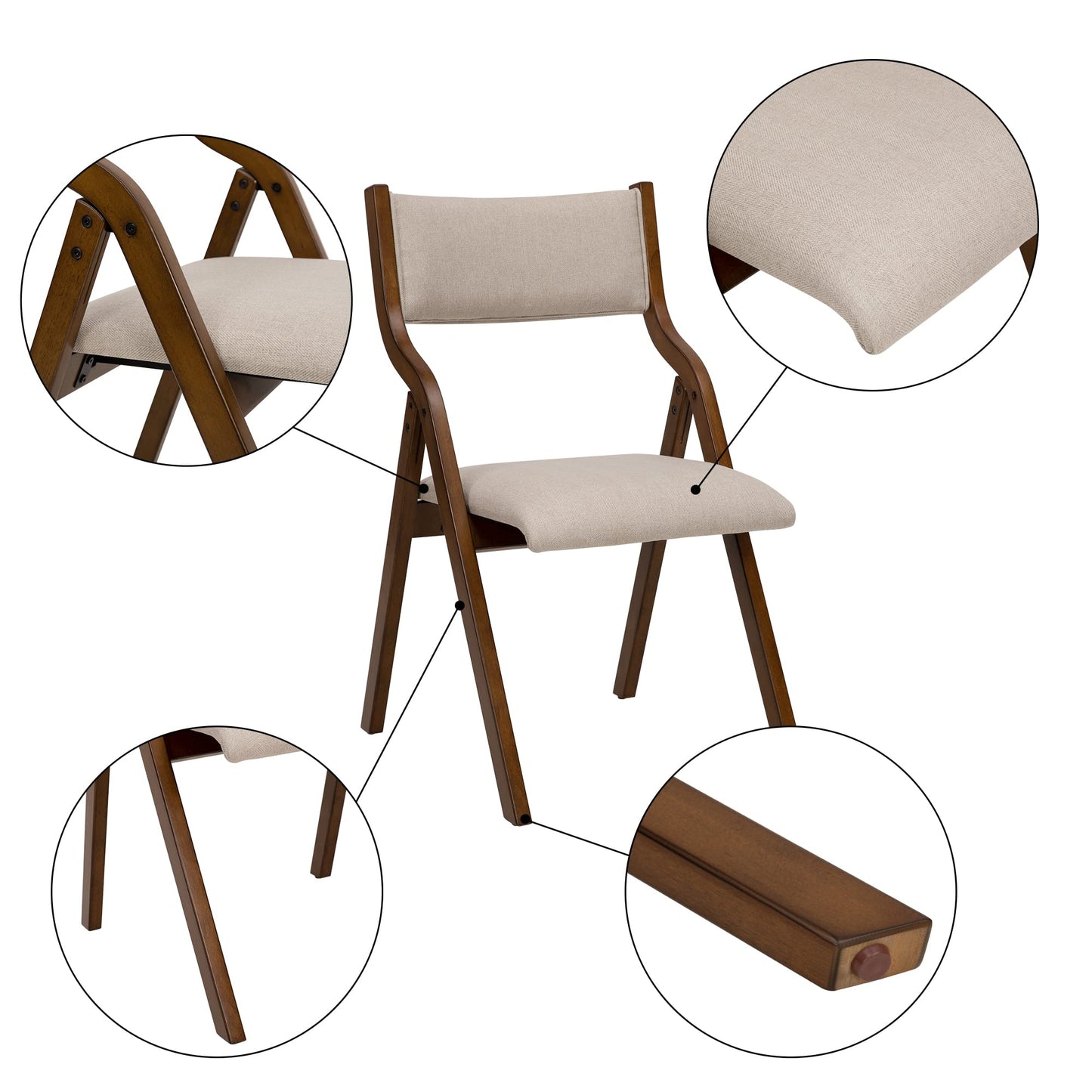 Krzesła do Jadalni Składane, Tapicerowane Taupe, Wys. Siedziska 45 cm - Wielofunkcyjne Krzesła Modern Design