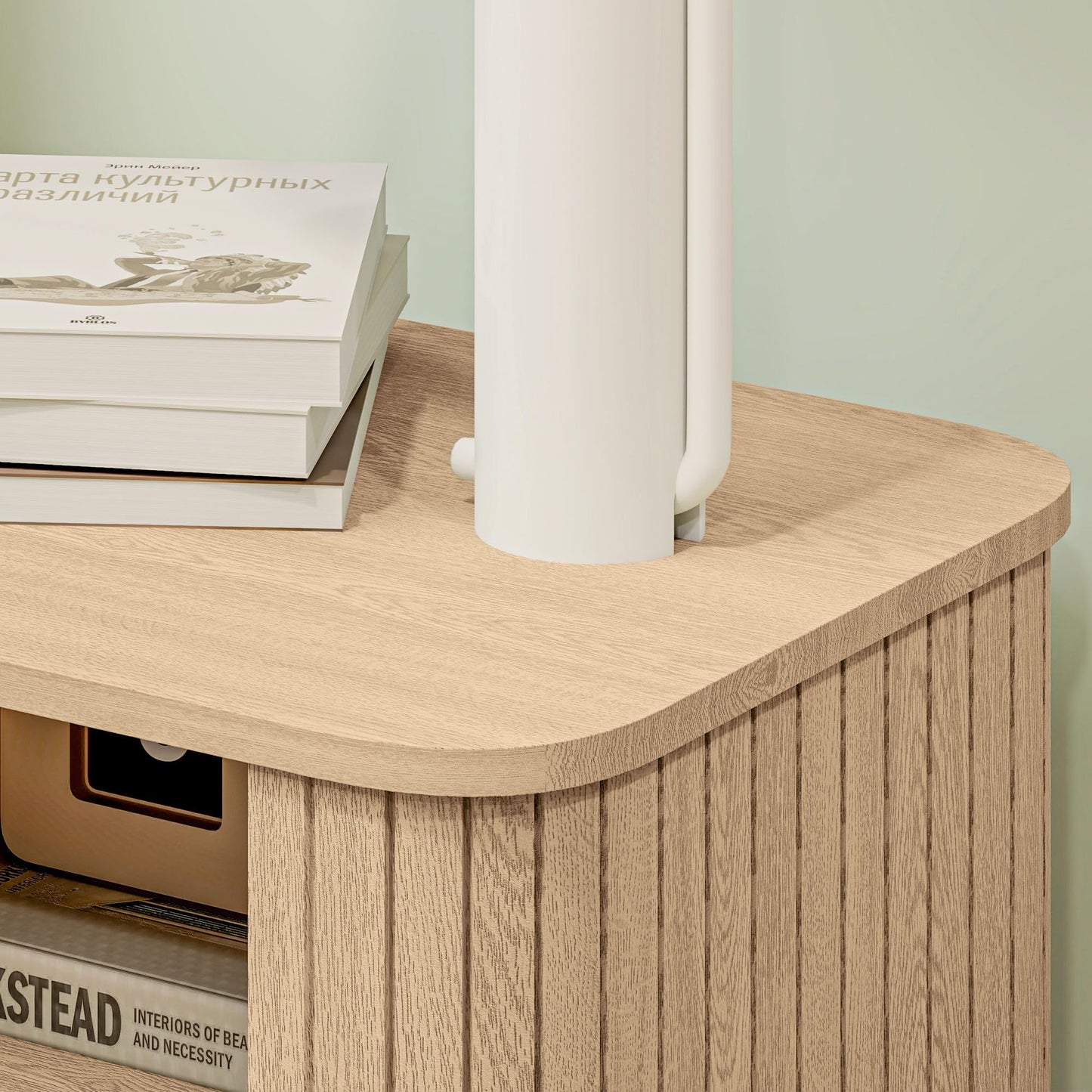 Stolik nocny skandynawski z 2 drzwiami przesuwnymi, stalowymi nogami, drewniany nowoczesny stolik nocny, 48x40x48 cm