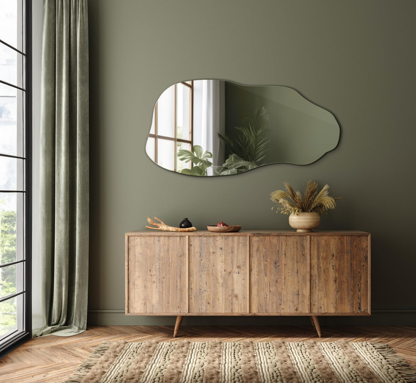 Tulup Lustro 50x100 cm Nieregularne Duże Do Łazienki Premium Dekoracyjne Plama Pionowe Sypialni Przedpokoju